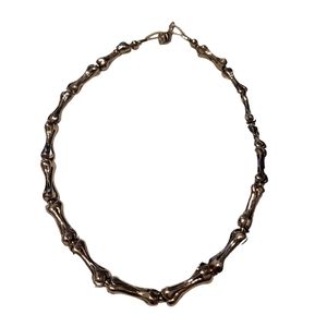 Silver tone 18 inch bone necklace